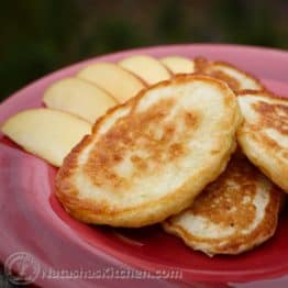 These buttermilk pancakes are commonly referred to as "oladi" but we called them "blinchiki" growing up. They are loaded with diced apples. Yum!