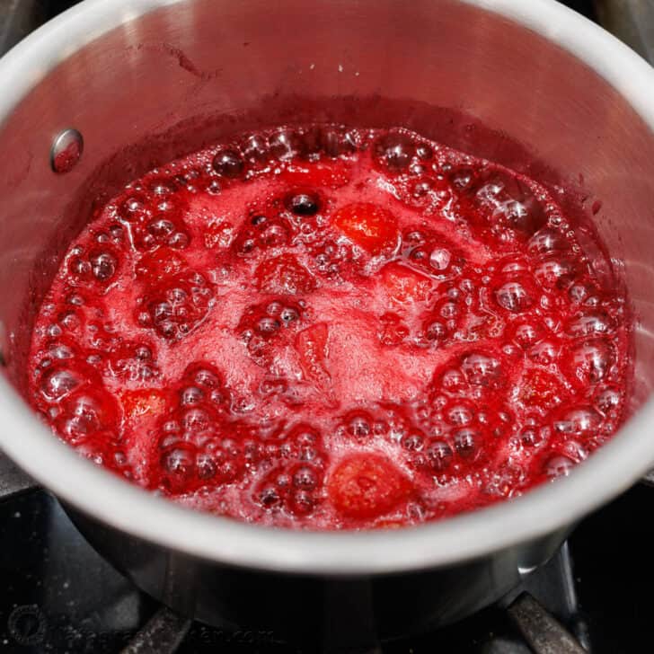 Panna Cotta is a quick and easy Italian dessert. The fresh berry sauce gives every creamy spoonful the perfect balance of sweet and tangy. Berry sauce simmering