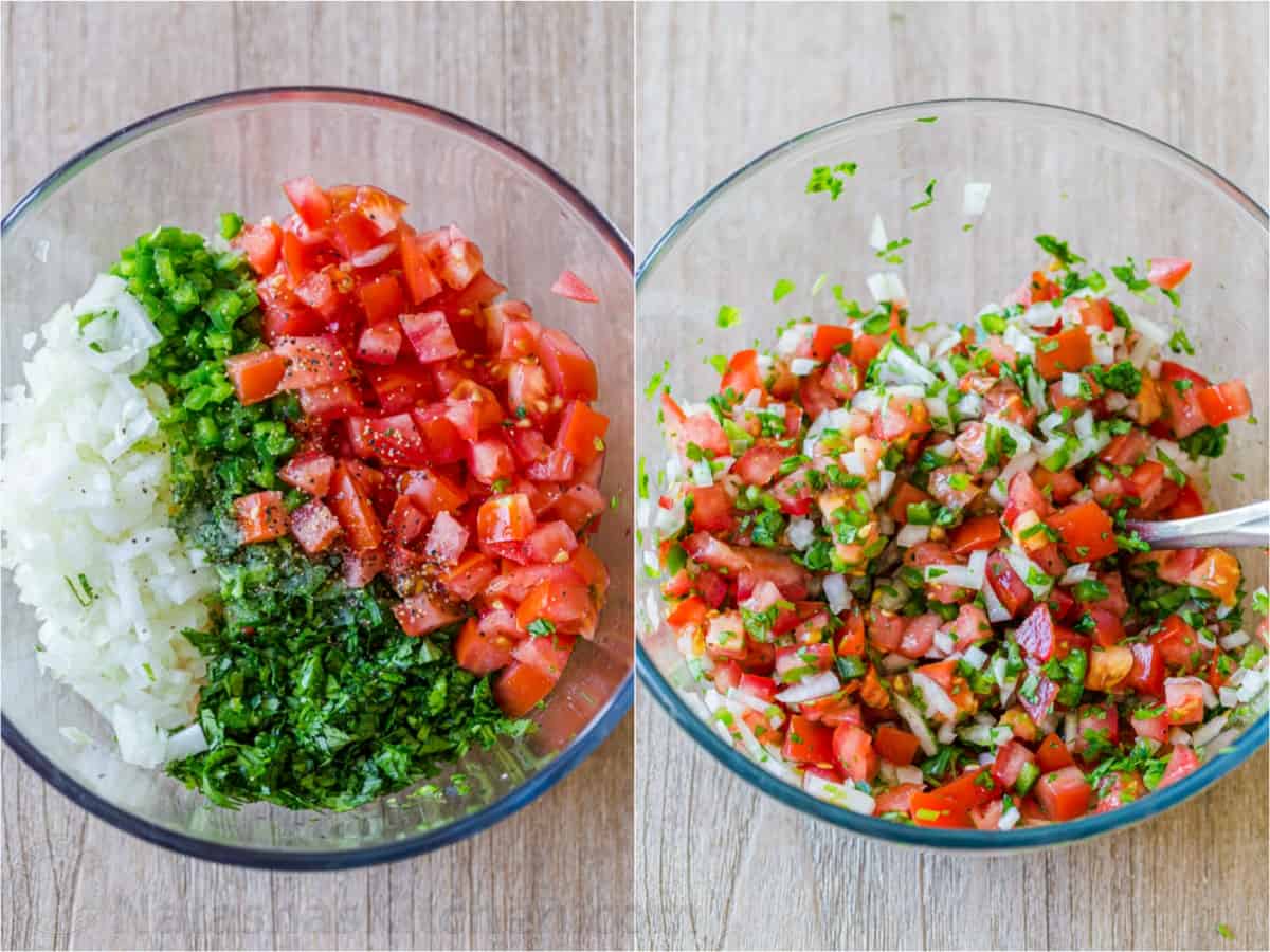How to make the best Pico De Gallo with fresh tomatoes, onion, cilantro, jalapeno and lime juice. Learn the secret to authentic Mexican Pico De Gallo! #picodegallo #picodegallorecipe #salsa #summersalsa #mexicanpicodegallo #autheticpicodegallo #howtomakepicodegallo #natashaskitchen How to make pico de gallo with tomatoes, onions, cilantro and jalapeno