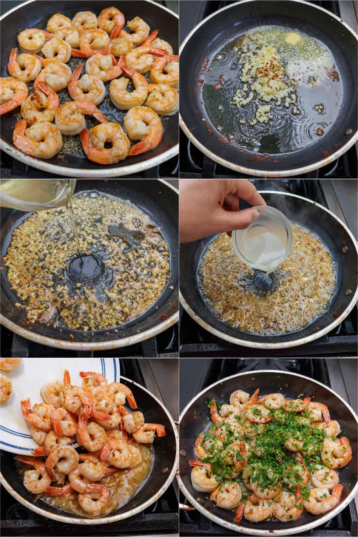 Shrimp Scampi Recipe with garlic, butter, and wine sauce drizzled with fresh lemon juice. This easy shrimp scampi takes just 10 minutes! Side by side directions on how to cook shrimp scampi in a saute pan